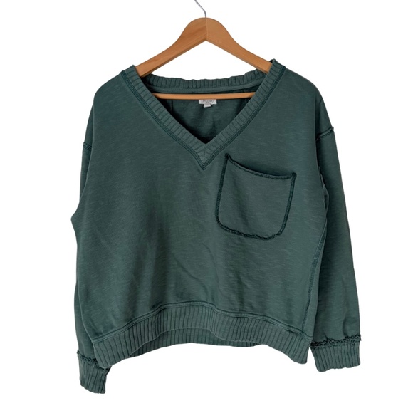 Anthropologie Pilcro The Montana Pocket Knit Cropped Green Top Shirt, XS - Picture 4 of 14